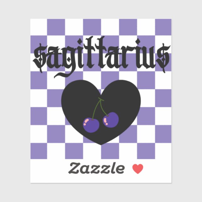 Sagittarius Gothic Aesthetic Checkered Cherry Art Sticker (Sheet)
