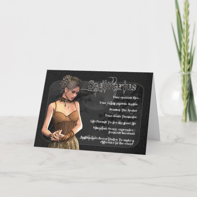 Sagittarius Gothic Zodiac Birthday Card (Front)