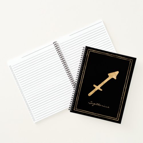 Sagittarius hammered gold stylized astrology noteb notebook