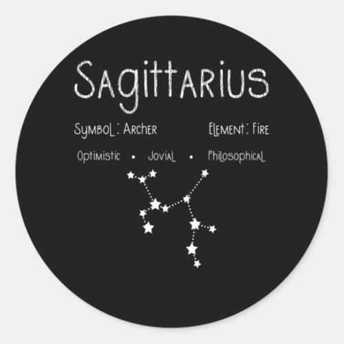 Sagittarius Horoscope Astrology Star Sign Birthday Classic Round Sticker