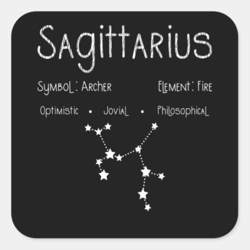 Sagittarius Horoscope Astrology Star Sign Birthday Square Sticker