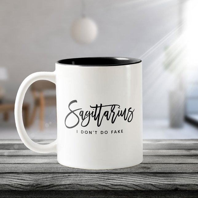 Sagittarius Horoscope Modern Script Zodiac Sign Two-Tone Coffee Mug (Creator Uploaded)