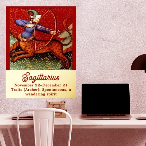 Sagittarius Horoscope Zodiac Medieval Art 18x24 Foil Prints