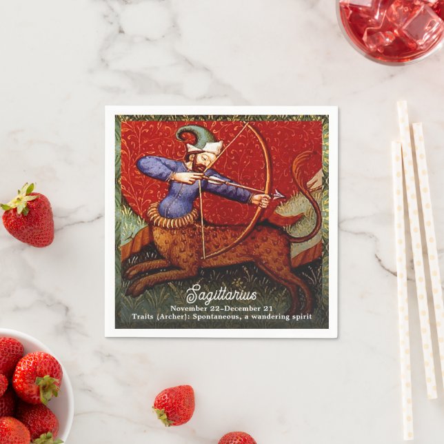 Sagittarius Horoscope Zodiac Medieval Art Birthday Napkins (Insitu)