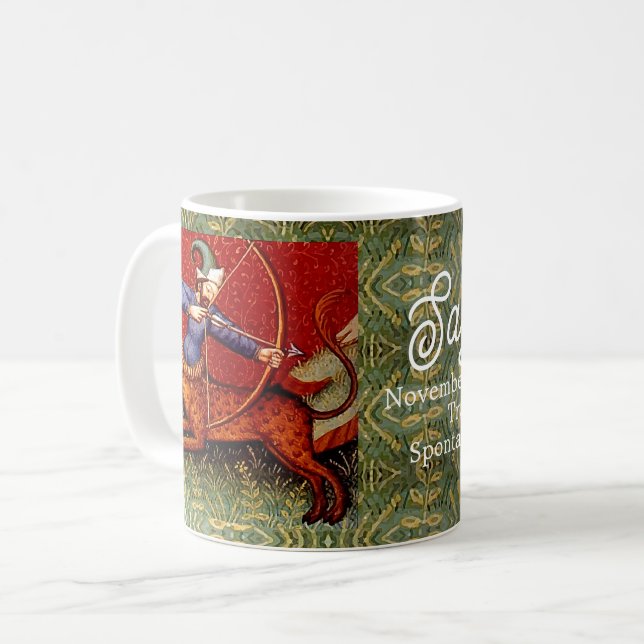 Sagittarius Horoscope Zodiac Medieval Art Coffee Mug (Front Left)