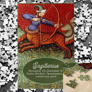 Sagittarius Horoscope Zodiac Medieval Vintage LG Jigsaw Puzzle