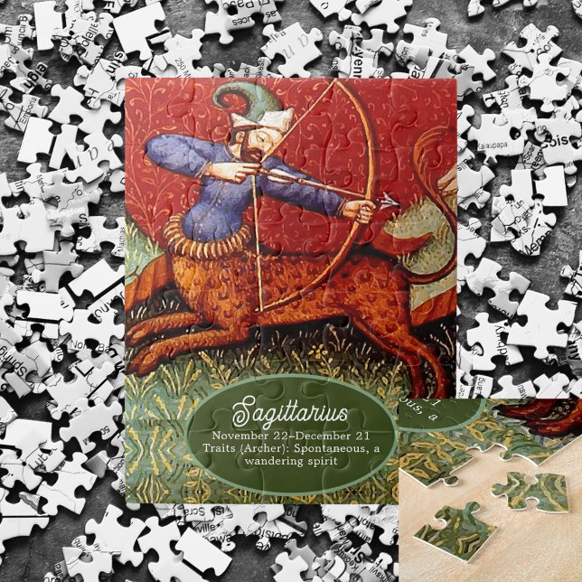 Sagittarius Horoscope Zodiac Medieval Vintage SM Jigsaw Puzzle (Sagittarius Horoscope Zodiac Medieval Vintage Small Jigsaw Puzzle)