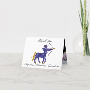 Sagittarius Impressionist Painting Style & Gold Letterpress Thank You Card