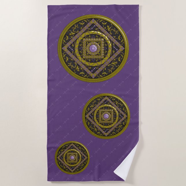 Sagittarius Mandala Beach Towel (Front)