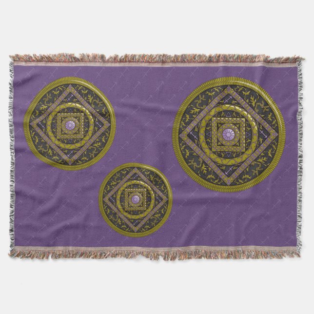 Sagittarius Mandala Throw Blanket (Front)