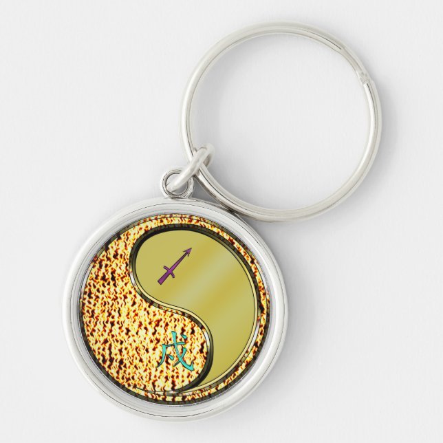 Sagittarius & Metal Dog Keychain (Front)