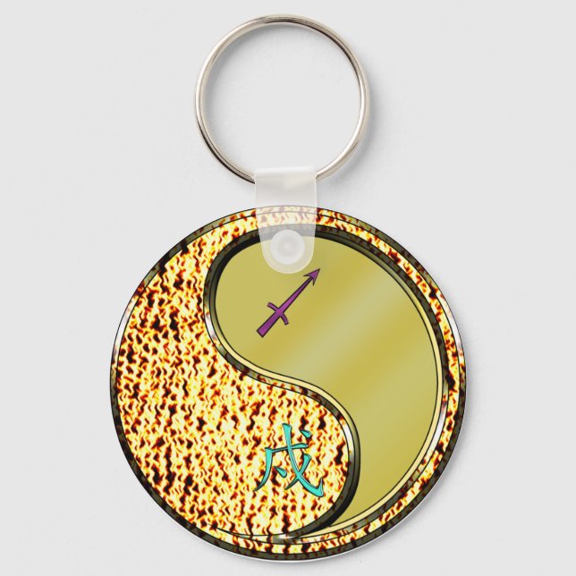 Sagittarius & Metal Dog Keychain (Front)