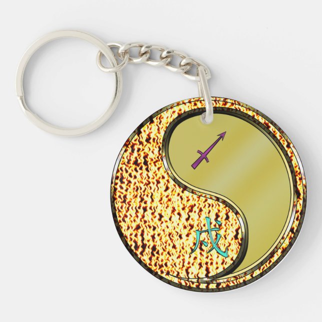 Sagittarius & Metal Dog Keychain (Front)