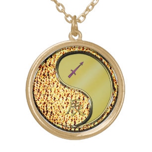 Sagittarius & Metal Dragon Gold Plated Necklace
