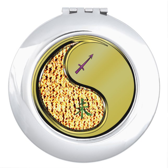 Sagittarius & Metal Goat Compact Mirror (Front)