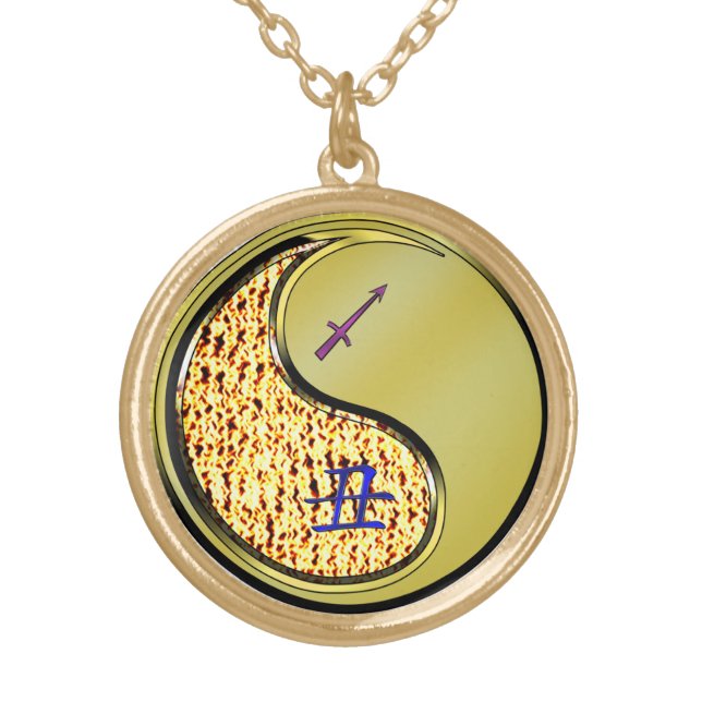 Sagittarius & Metal Ox Gold Plated Necklace (Front)