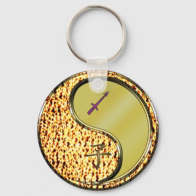 Sagittarius & Metal Rat Keychain (Front)
