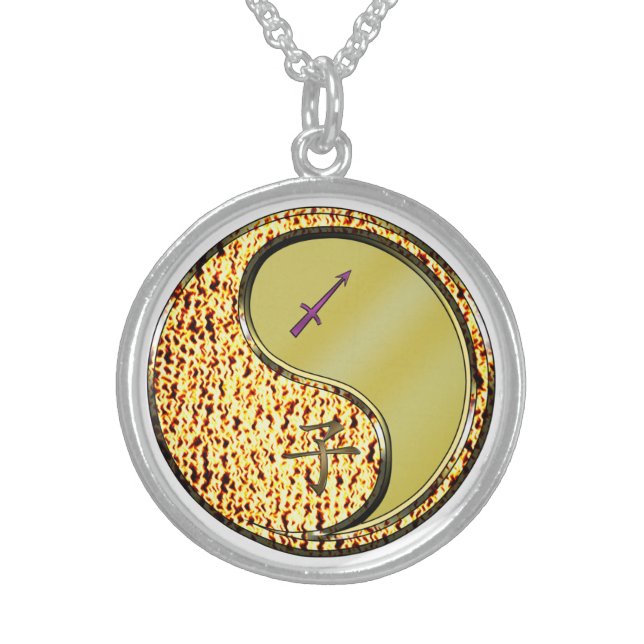 Sagittarius & Metal Rat Sterling Silver Necklace (Front)