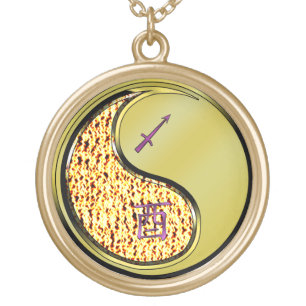 Sagittarius & Metal Rooster Gold Plated Necklace