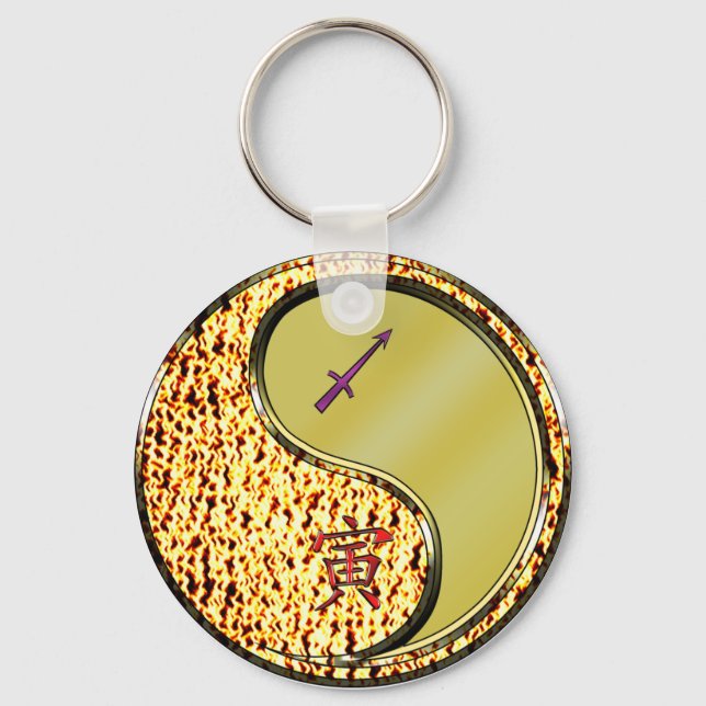 Sagittarius & Metal Tiger Keychain (Front)