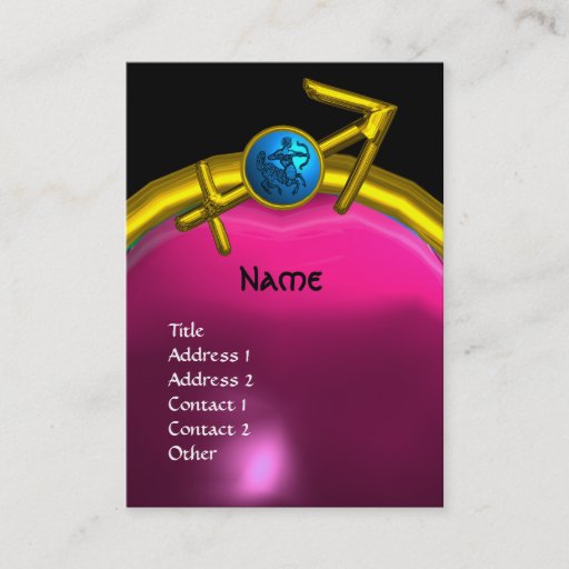 Customizable SAGITTARIUS MONOGRAM  pink amethyst blue black Business Card