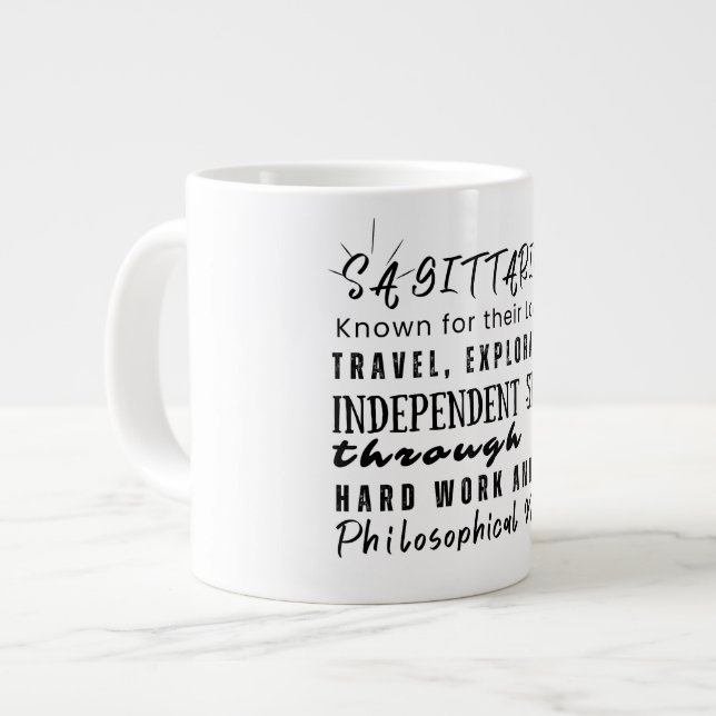 Sagittarius Motivational Quotes Zodiac Sign  Giant Coffee Mug (Front Left)