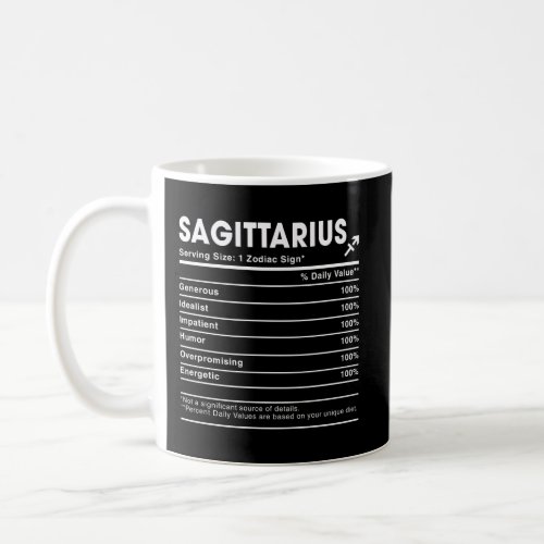 Sagittarius Nutrition Facts Labels Birthday Gift Coffee Mug