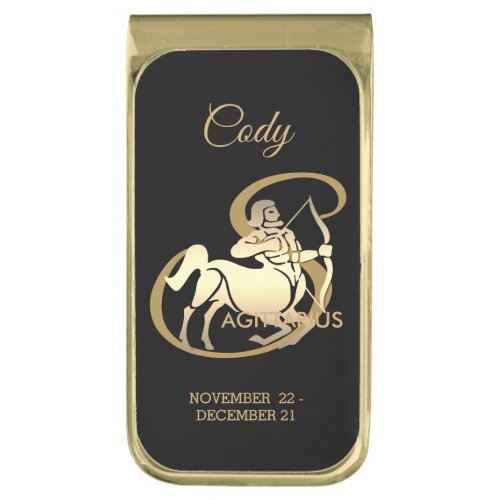Sagittarius  _ Personalize Gold Gold Finish Money Clip