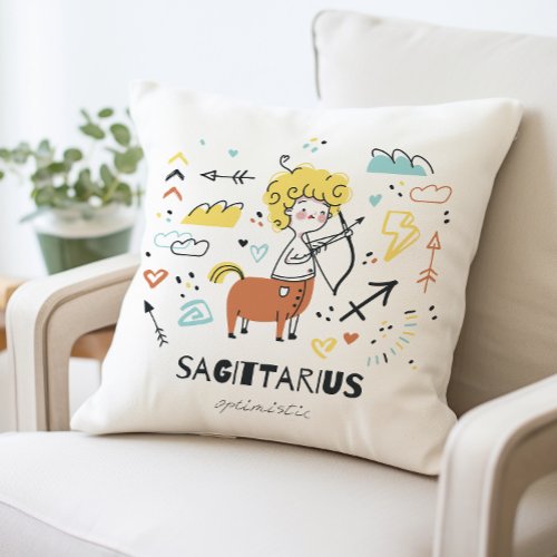 Sagittarius Pillow Zodiac Horoscope Sign  Throw Pillow