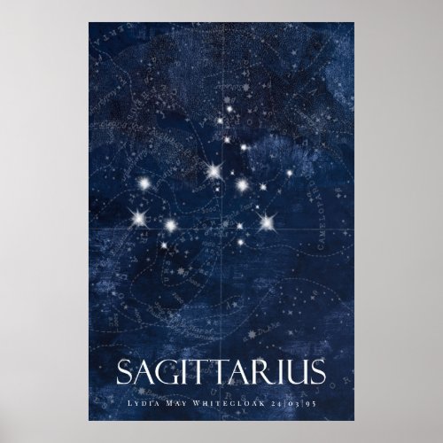 Sagittarius Poster with name starsign zodiac