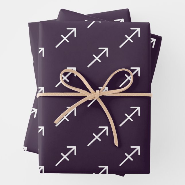 Sagittarius Purple Wrapping Paper Sheets (In situ)
