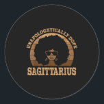 Sagittarius Queen Afro Hair Black Woman Zodiac Sig Classic Round Sticker<br><div class="desc">Sagittarius Queen Afro Hair Black Woman Zodiac Sign</div>