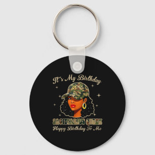 Sagittarius Queen Black Woman With Cap Camo Afro G Keychain
