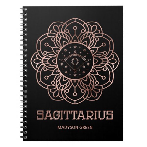 Sagittarius Rose Gold Mandala Zodiac Sign Custom Notebook