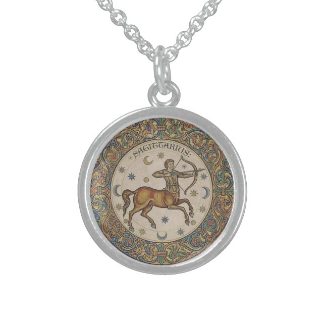 Sagittarius Sagitta: Medieval Alchemical Centaur Sterling Silver Necklace (Front)