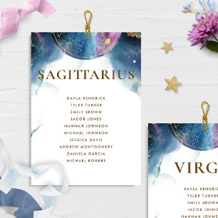 Sagittarius, Seating Plan Card w/ Guest Names