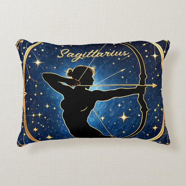 Sagittarius sign of the zodiac accent pillow (Front)