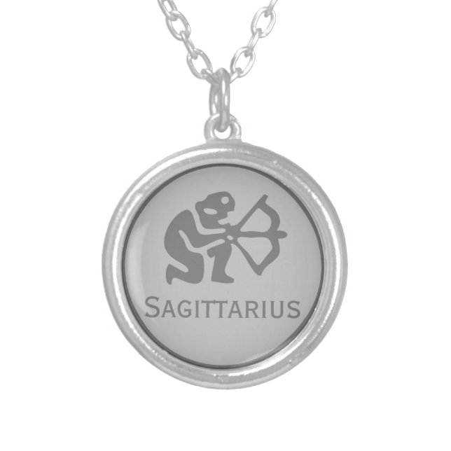 Sagittarius  Sign of the Zodiac design Silver Plated Necklace (Front)