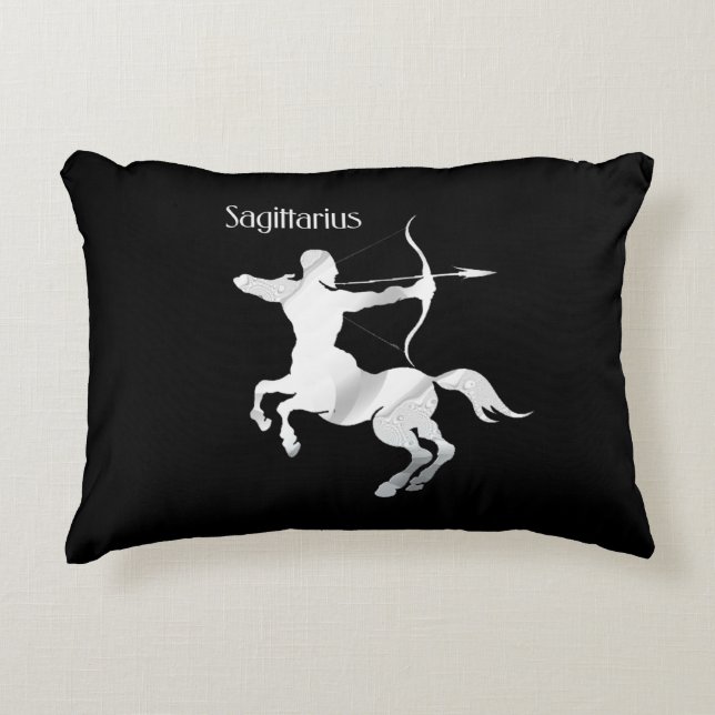 Sagittarius Silver Archer Zodiac Accent Pillow (Front)