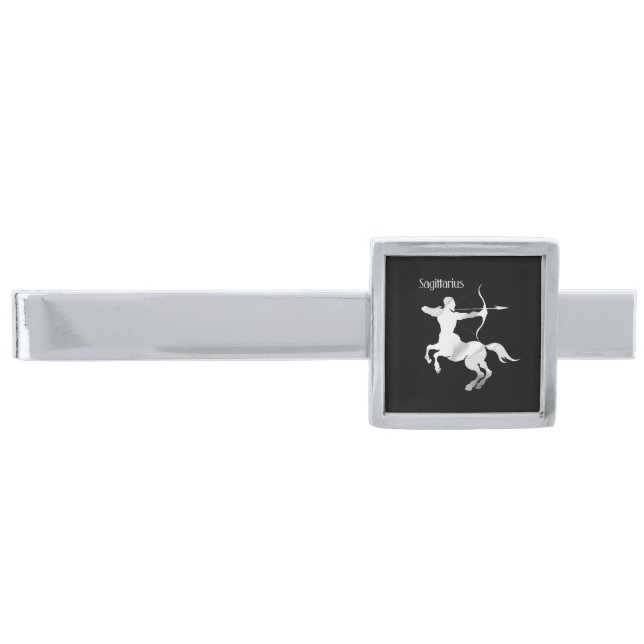 Sagittarius Silver Archer Zodiac Finish Tie Bar (Front)