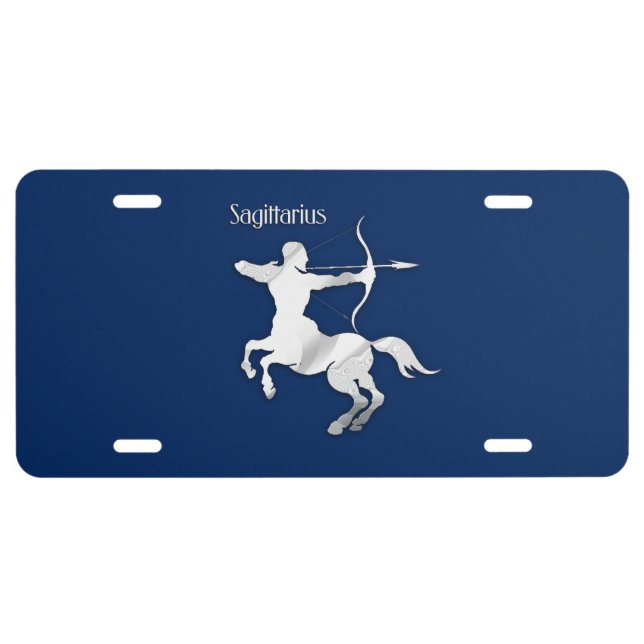 Sagittarius Silver Archer Zodiac License Plate (Front)