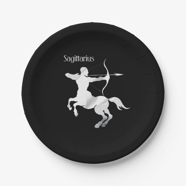 Sagittarius Silver Archer Zodiac Paper Plates (Front)
