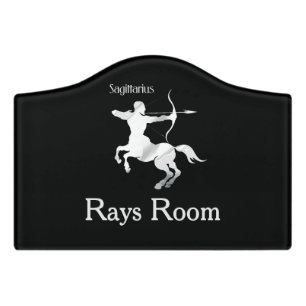 Sagittarius Silver Archer Zodiac Room Door Sign