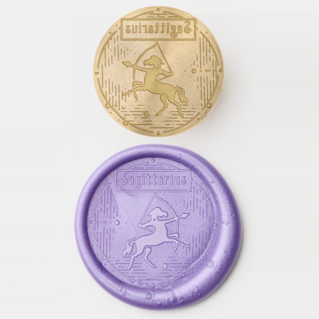 Sagittarius Simple Zodiac Signs Abstract Art Wax Seal Stamp (Stamped)