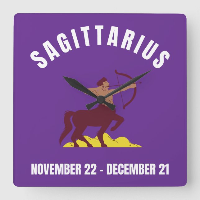 Sagittarius star sign square wall clock (Front)