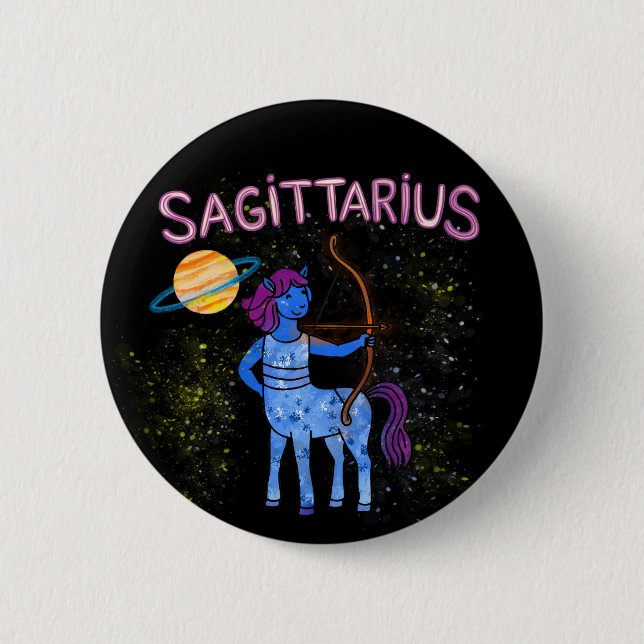 Sagittarius star sign The Archer zodiac star Button (Front)