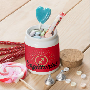 Sagittarius Starburst Symbol Red  Candy Jar