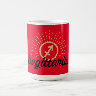 Sagittarius Starburst Symbol Red Coffee Mug