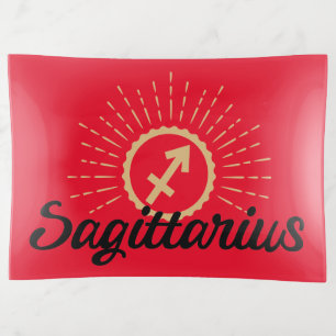 Sagittarius Starburst Symbol Red Trinket Tray