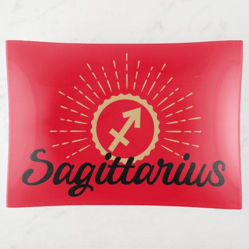 Sagittarius Starburst Symbol Red  Trinket Tray